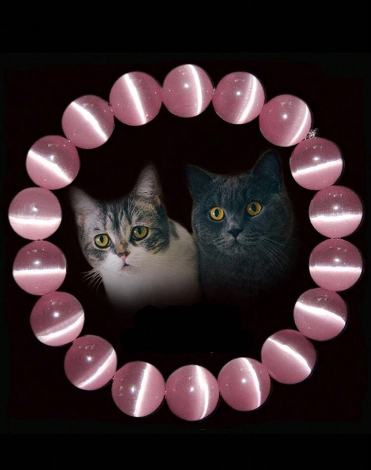 Bracelet quartz œil de chat rose en pierre véritable, idée cadeau femme