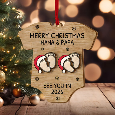 Baby Expecting See You In 2026 - Personalized 2-Layered Wooden Ornament