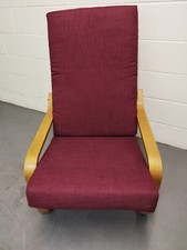 IKEA Poang Armchair Wood Frame with Burgundy Cushions