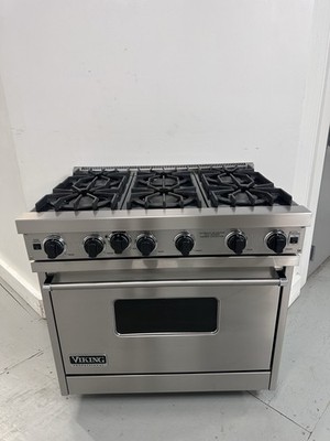 Viking 36 Inch Pro style Gas Range VGIC365-6BSS 6 Open Burners