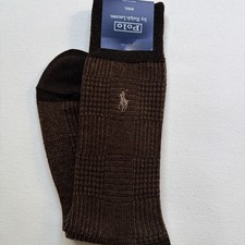 Polo Ralph Lauren Mens 65 Wool Blend Dress Socks Taupe Plaid