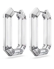 Swarovski Lucent Hoop Earrings, Statement, Octagon Shape, White 5671087
