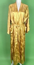 Vintage Gold Brocade Chinese Robe Dressing Gown Loungewear - One Size