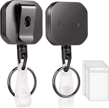 2 Retractable Badge Reel ID Card Holder Heavy Duty Metal With Belt Clip Key   