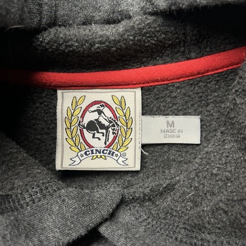 CINCH Pullover Hoodie Sweatshirt Men’s Medium Grey Cowboy Rodeo USA Flag - Picture 3 of 5