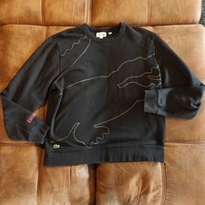 Lacoste Men's Long Sleeve Outlined Big Croc Fleece Crew Neck Sweater Sz XL