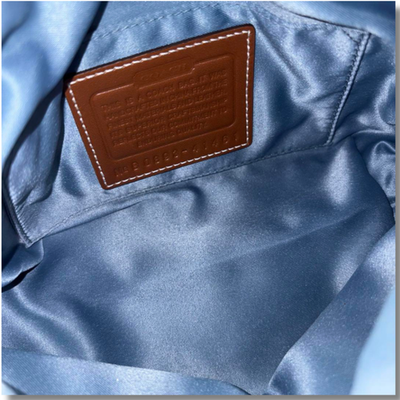 Coach Accessory Pouch Mini Bag Leather Denim Patchwork Indigo