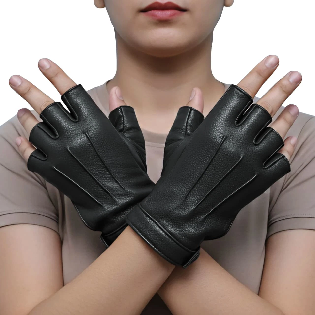 Women’s Leather Fingerless Driving Gloves Soft Sheep Genuine Leather Fingerless
Opens in a new windo