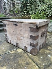 Primitive Pine and Metal Bound Trunk Early 20th Century 72.5x43.5x43cm