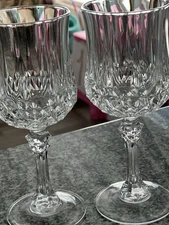 Set Of 2 Cristal D'Arques Durand Longchamp Crystal Wine Glasses 6.5"