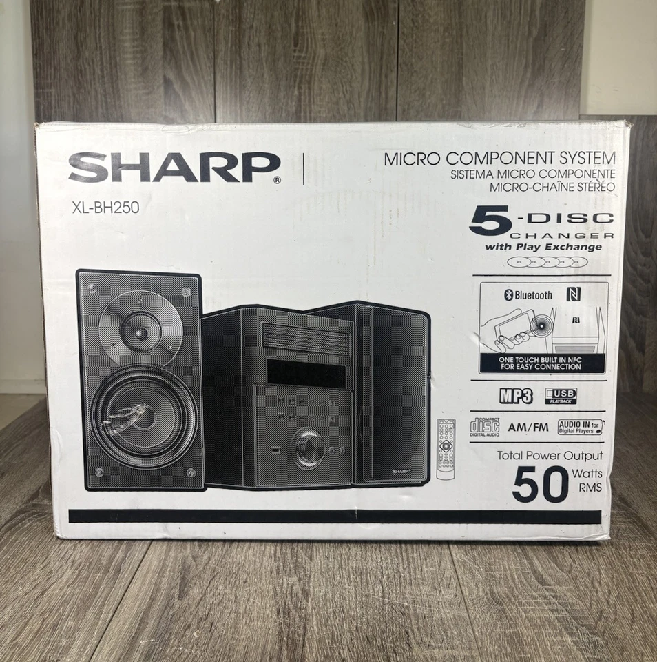 Sharp XL-BH250 GL Micro Shelf Executive Speaker System 5-Disc AM FM Bluetooth - Image 3 of 3