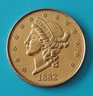 Oversized 1882 Liberty Head D.E. Twenty Dollars Coin Novelty Large 3" Diameter
