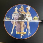 VINTAGE VEEDOL LADIES OIL MOTOR GASOLINE PORCELAIN SIGN — photo 3