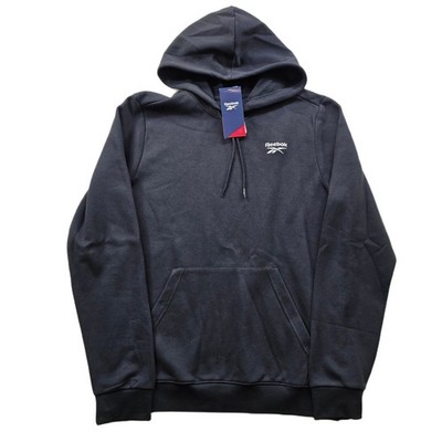 Reebok Pullover Long Sleeve Hoodie Mens 2XL Black Fleece Identity Logo NEW