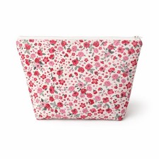 Floral Makeup Bag with Pink Lining, Large Zippered Cosmetic Pouch, Toiletry Bag