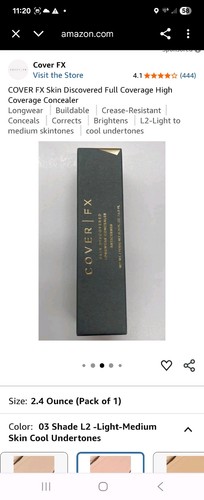 COVER FX Skin Discovered Longwear Full Coverage Concealer | Buildable Crease-... - Picture 4 of 5