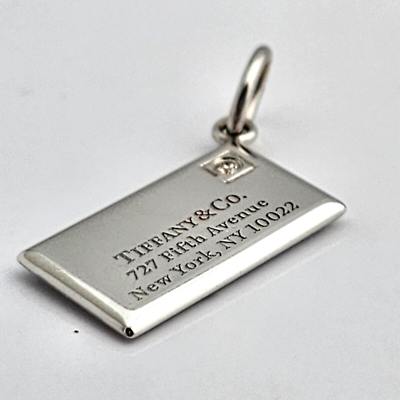 Tiffany 18K Envelope Charm Diamond Stamp Pendant 750 White Gold