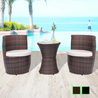 vidaXL Sedie e Tavolo da Bistr¨° Giardino 5 pz Polirattan Tavolino Colori Vari