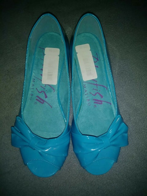 Blowfish Womens Blue Size 6.5 Malibu Slip On Toe Bow Ballet Flats Peep Toe Shoes | eBay