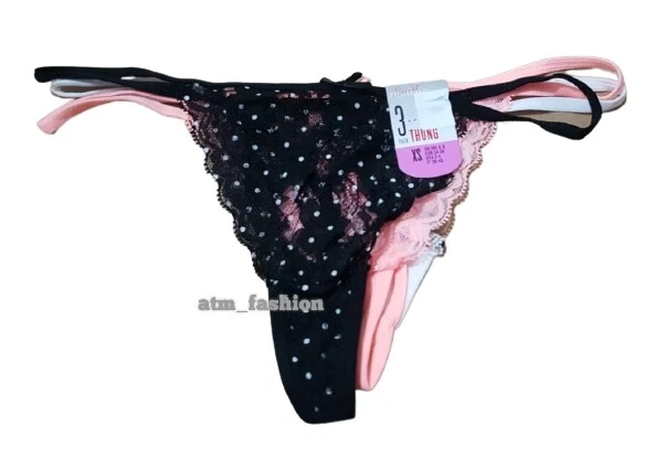 Primark Ladies 3PK Thong G string Brief Womens Underwear Knicker Underpants  Net