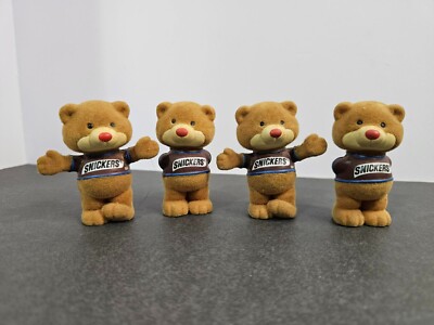 4er Set Snickers Chum beflockter Bär Figuren - Werbeartikel von Mars INC. 2,5'' T