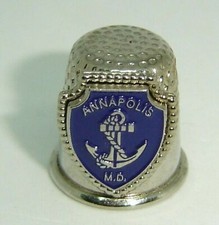 Vintage Sammlerst&uuml;ck Annapolis M.D Anker Silber Metall Fingerhut