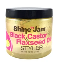 AMPRO SHINE'N JAM BLACK CASTOR & FLAX OIL GEL 16OZ