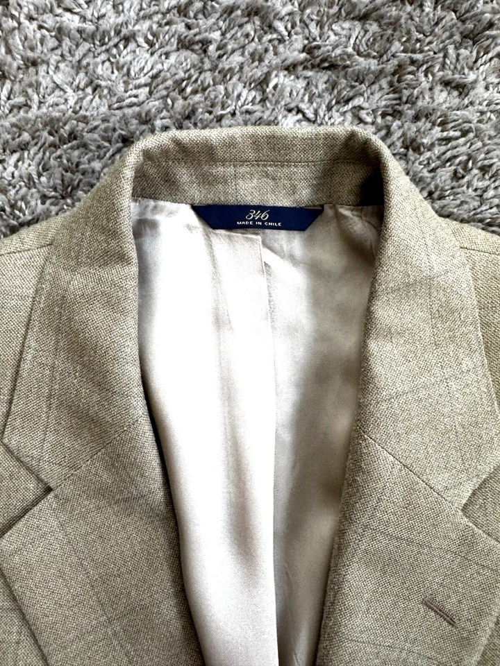 Brooks Brothers 346 Sport Coat Jacket Men's 42L Long Silk-Wool Beige Windowpane - Image 4 of 4