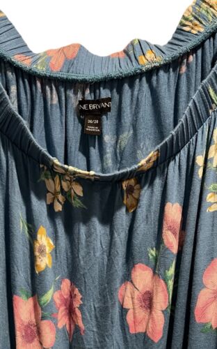 Lane Bryant Top Size 26/28 4X Blue Floral Off The Shoulder Ruffle Flowy Stretch - Picture 3 of 6