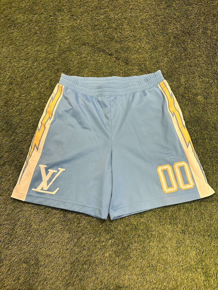 Size XXL Louis Vuitton Virgil Abloh Men's Blue Mesh Lightning Bolt Shorts  Rare