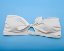Victorias Secret XL White Bandeau Cutout Tie Padded Bikini Top Strapless Swim VS