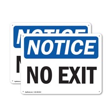  2 Pack No Exit OSHA Notice Sign Decal Metal Plastic