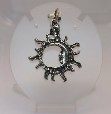 Sun and Moon Pendant - 315A2 - Real 925 Sterling Silver