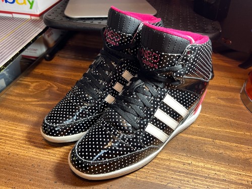 Adidas™ NEO Weneo Hi-Top Patent Polka Dot 'Black Hot Pink' Q26472 Wmn Sz 6.5 - Picture 7 of 20