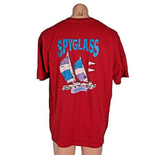 VINTAGE 1996 SPYGLASS Sailing boating red pocket crewneck SS t-shirt XL USA MADE