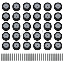 30 Pieces 13x6x2mm Black Rubber Pinch Roller Recorder Belt Pulley with Axle
