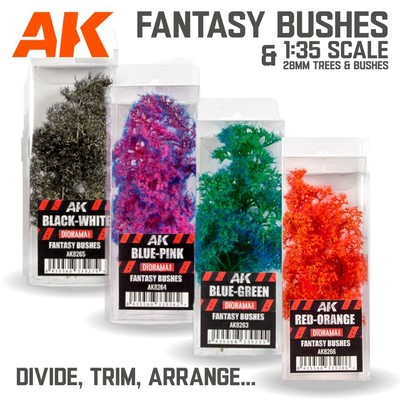 AK Interactive: FANTASY BUSHES - 4 Colors - 1:35 / 28mm - Sci-Fi Bush & Trees