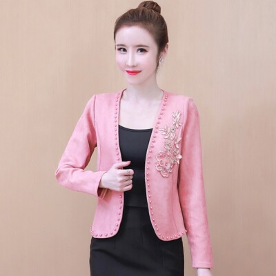 Damen Bestickter Blazer Anzug Jacke Büro Vorne Offen Elegant Abend-Mantel