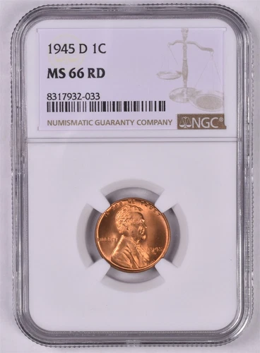 1945-D Lincoln Wheat Penny Cent - NGC MS66 RD 