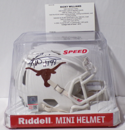 Mini casque dédicacé Tristar trésors cachés Ricky Williams Texas Longhorns - Photo 1/2