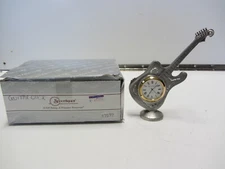SPOONTIQUES PEWTER #7572 MUSIC THEME DESK CLOCK GUITAR 54" TALL