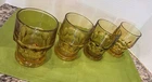 Set of 4 Vintage Anchor Hocking Georgian Honeycomb Amber Drinking Glasses( S-2)