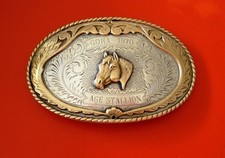 Vintage GQHA 1970 Horse Head Irvine  Jachens INC. Sterling Silver Belt Buckle