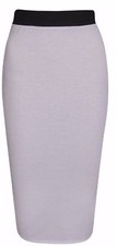 Ladies Midi Pencil Skirt Women Plain Office Jersey Bodycon Tube Casual Skirts