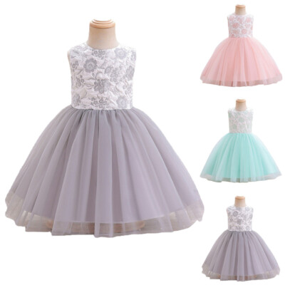Kids Flower Girls Princess Dress Tulle Bridesmaid Prom Pageant Ball Party Gown