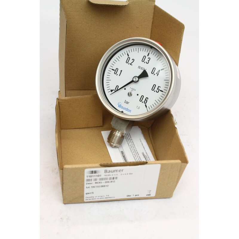Baumer 1101101 MEX5-D30.B12 Manomètre 0-0.6bar Bourdon READ DESC (B483)