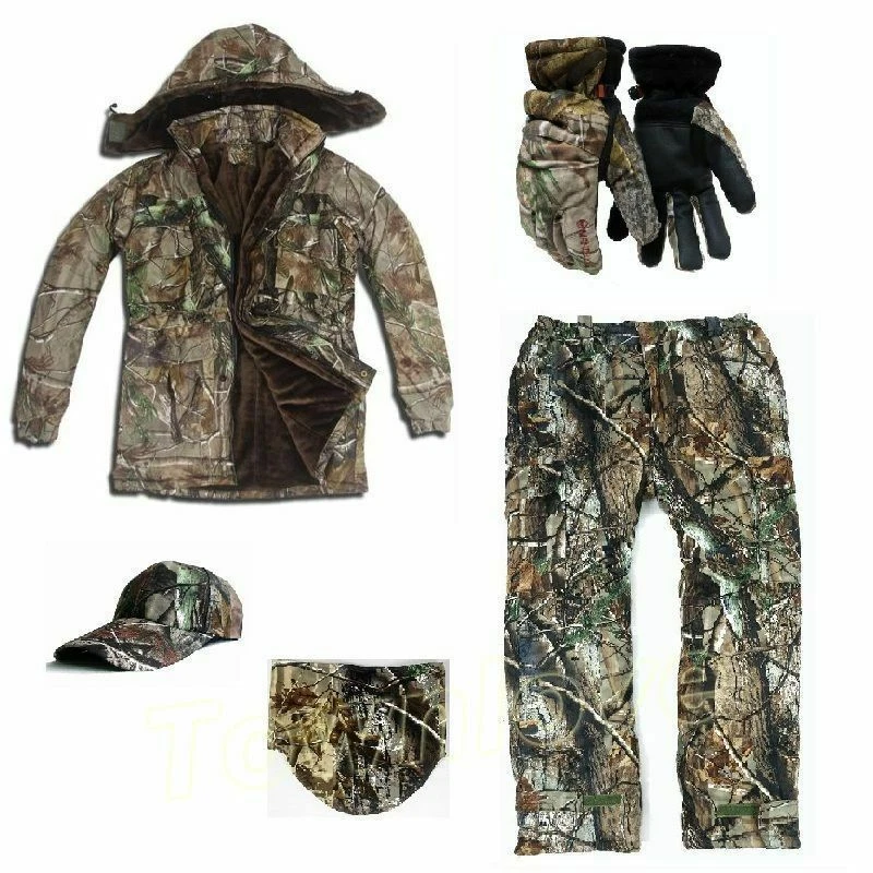Mens Winter Bionic Camouflage Thicken Hunting Clothes Tactical Waterproof Suits - Image 2 of 4