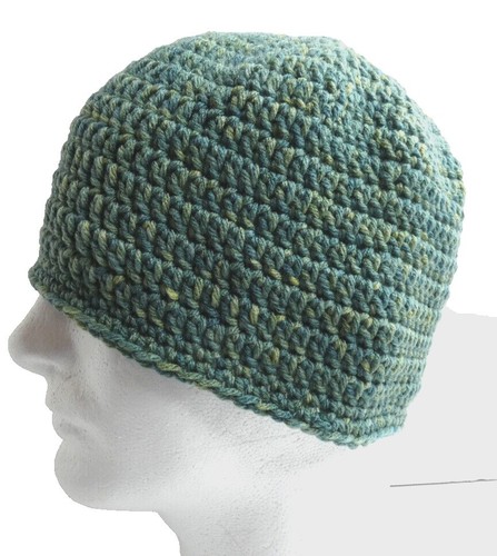 Handmade Knit Colorwork Beanie Hat with Zig Zag Design - Adult S