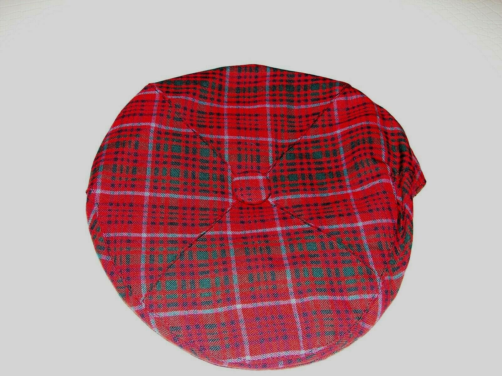 New Lochcarron Dedication Wool Tartan Red Plaid Tam Cap Hat Golf Made in Sc Sales for sale