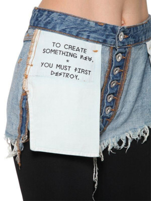 Ben Taverniti Unravel Project White Distressed Denim Skirt Shorts Belt NWT Unravel Project Debuts Denim  main image 4